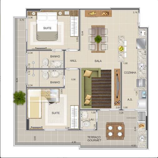 Apartamento 2 dormitórios na Vila Mirim