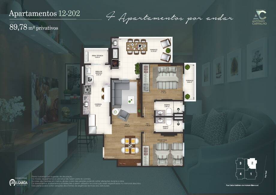 Apartamento de 2 dormitórios em Praia Grande